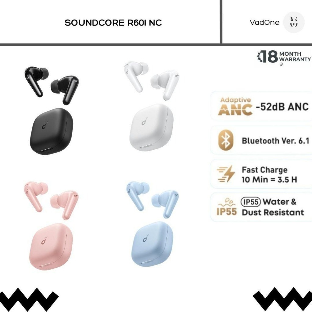 (New Launch) Anker Soundcore R60i NC / R60iNC (Upgraded R50i NC) Hi-res ANC Active Noise Cancelation
