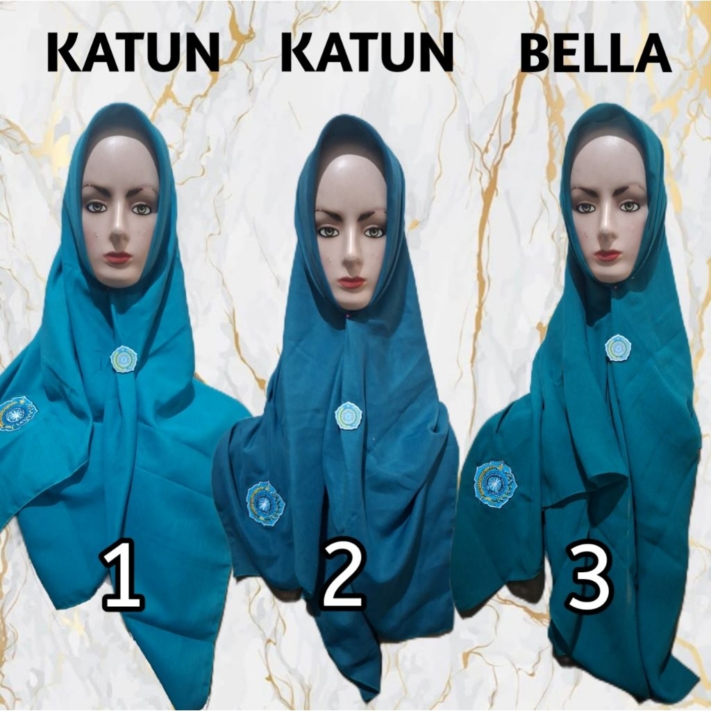 Jilbab PKK + PIN PKK kerudung pkk segi empat 110cm hijau tosca Hijab bordir logo pkk