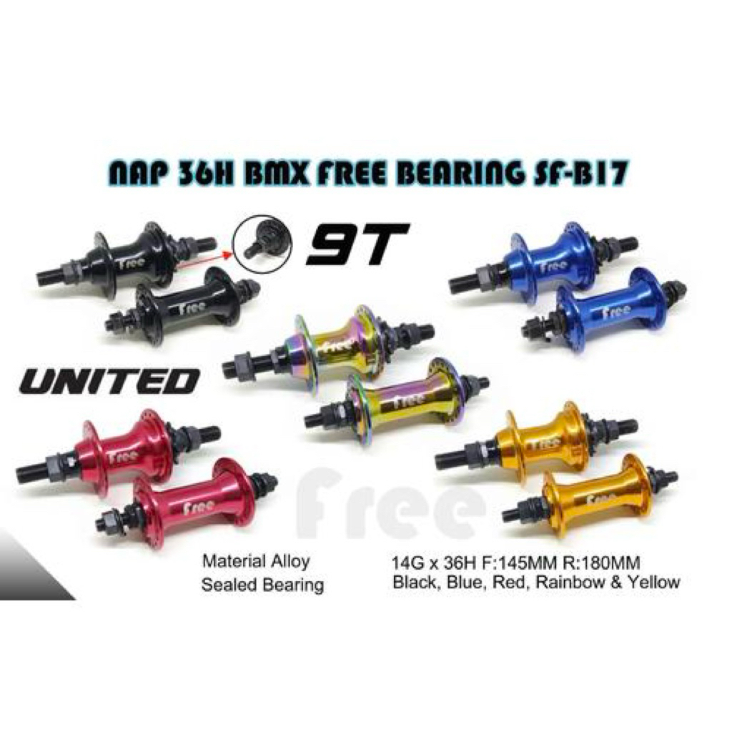 Hub Freehub Sepeda BMX UNITED FREE bearing 36H