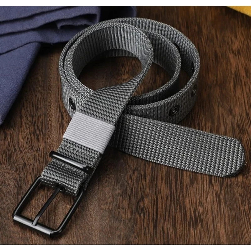 Sabuk Kanvas Berlubang Gesper Jarum Pria Sabuk Serbaguna Militer Extender AH-721 Men Belt