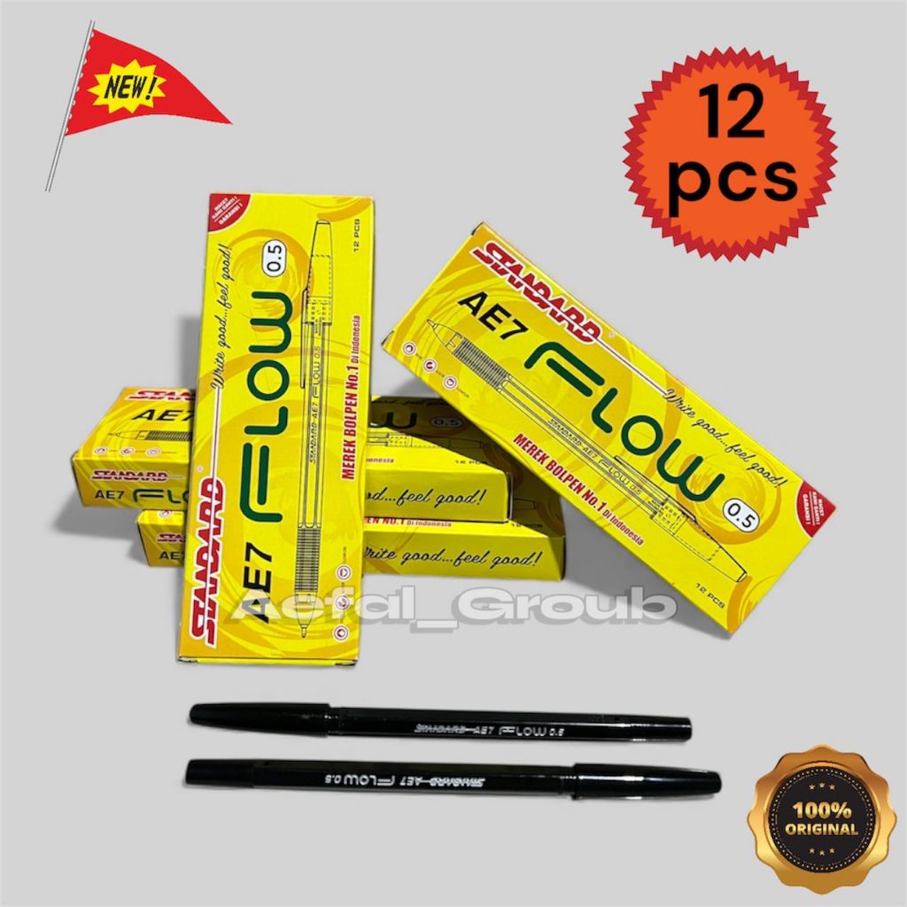 [12 pcs] Pulpen Bolpen Pena Standard AE7 Flow 0.5 Original Grosir