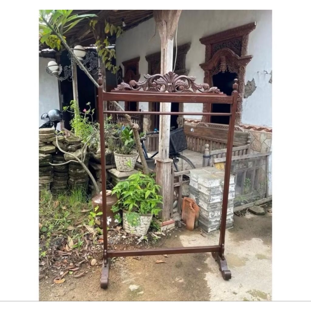 Gantungan baju gawangan gantungan baju kayu jati minimalis