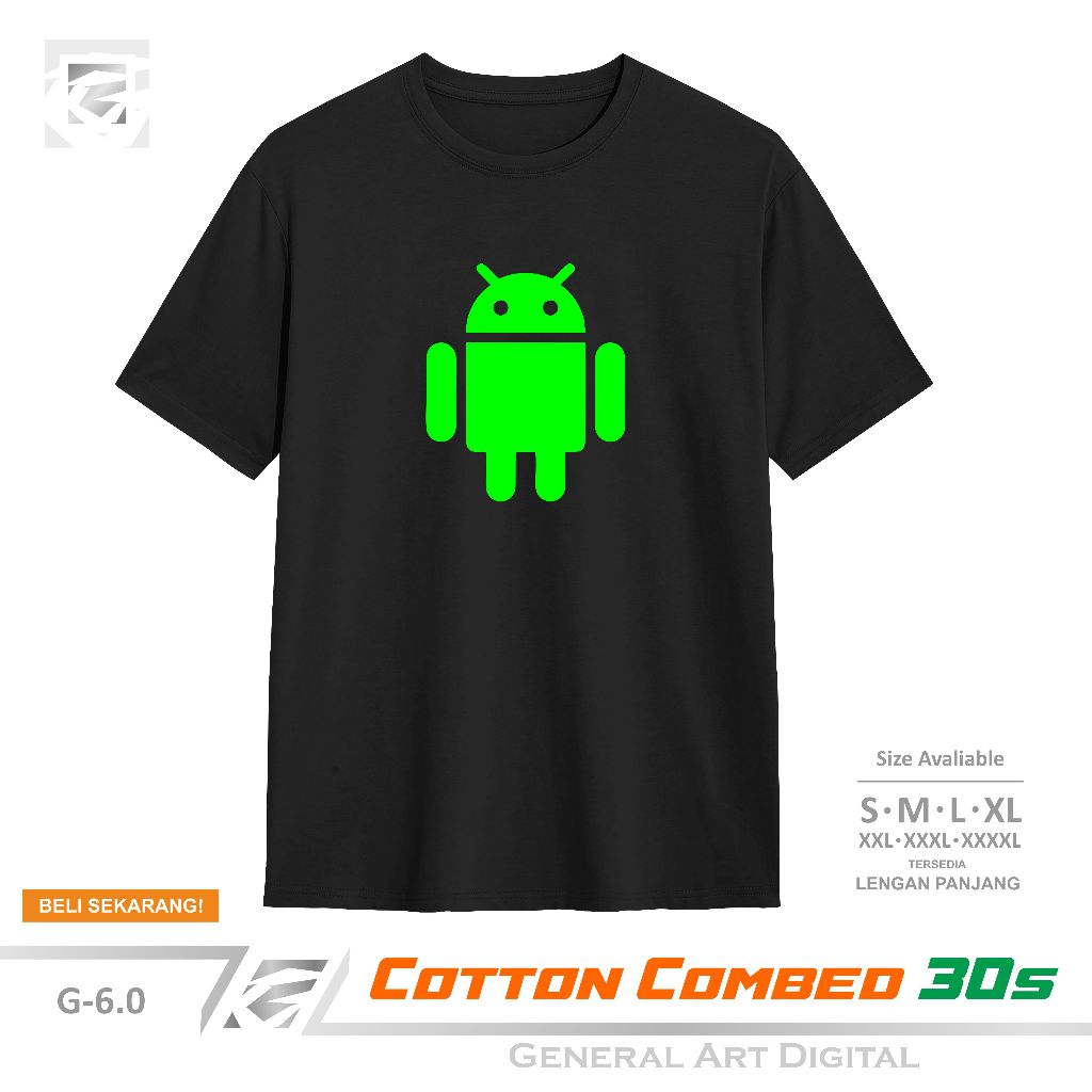 Baju Kaos Android Logo Keren T-Shirt pria wanita kaos Android Gadget