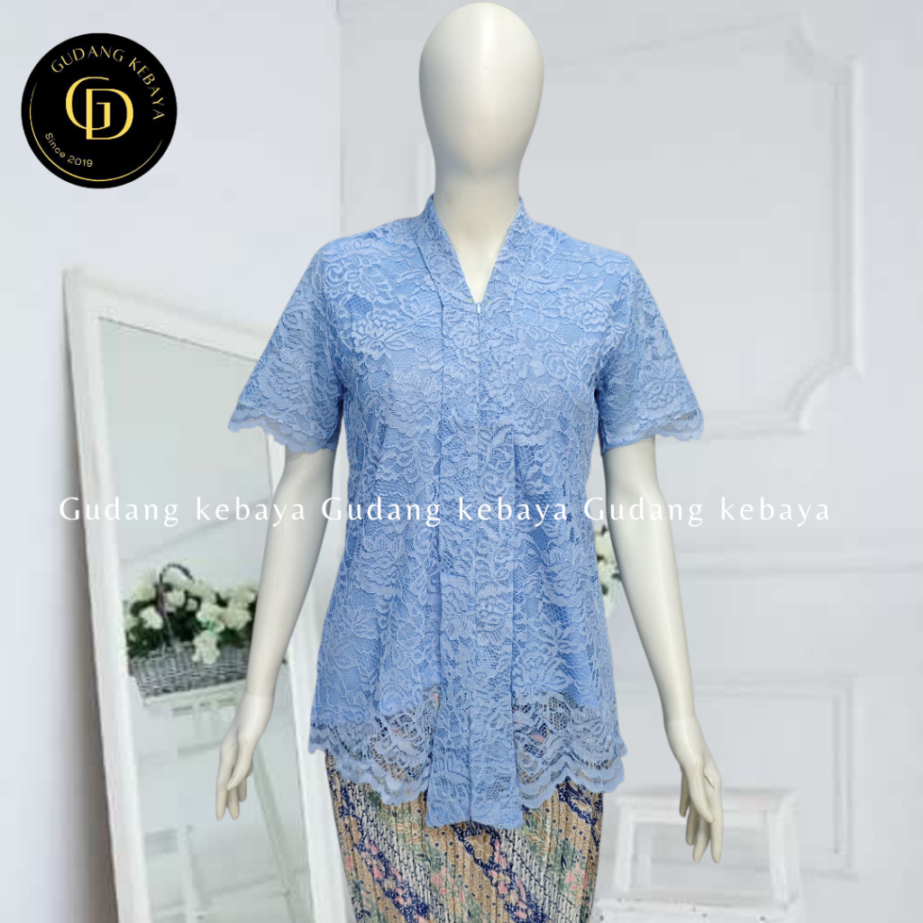 Kebaya encim lengan pendek bahan brokat cornelly  resleting depan  sudah lapis furing