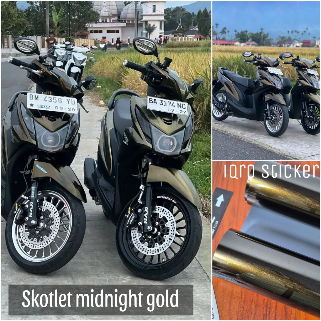 Sticker Skotlet Midnight Gold Hitam Lembayung Gold Seri PET Terbaru Kualitas Premium Lebar 50 cm Sco