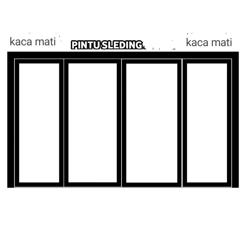 kusen pintu alumunium sleding+dua pitu+kusen kaca mati kanan kiri ukuran L250xT210 free packing kayu