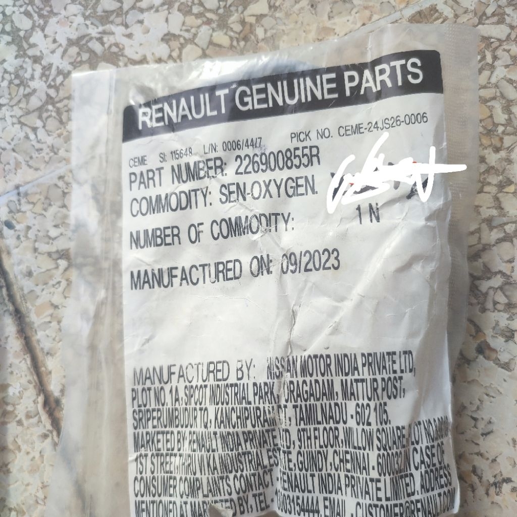 renault triber oksigen sensor