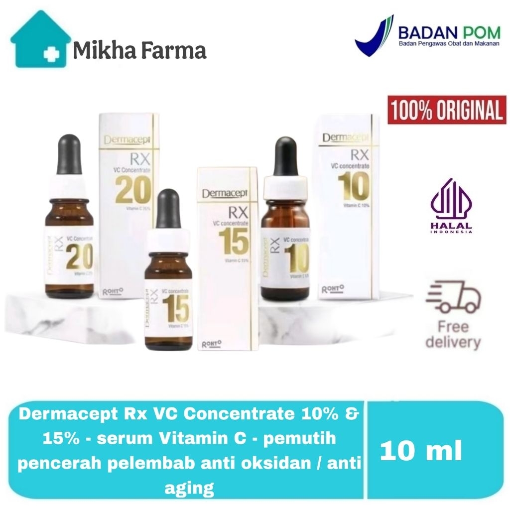 Dermacept Rx VC Concentrate 10% / 15% / 20% - serum Vitamin C - vit C - BPOM - pemutih pencerah pele