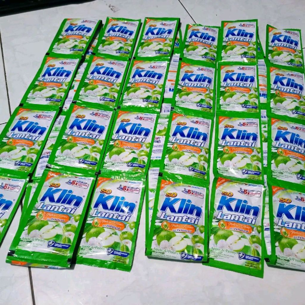 [PAKET 3 RENCENG TOTAL 36 SASET] SO KLIN LANTAI APPLE & PEONY Cairan Pembersih Lantai Kemasan Saseta