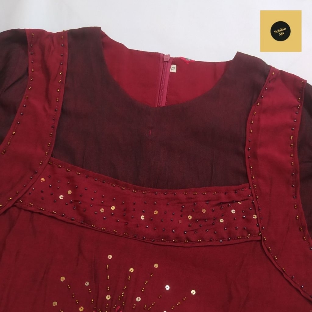 GAMIS PAYET MERAH MAROON WANITA