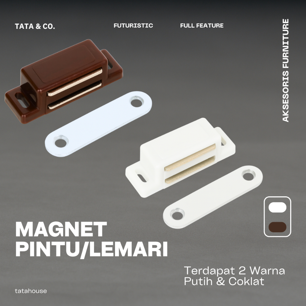 Magnet Pintu Lemari Laci Kotak Coklat Putih Hitam Besi Magnet Pintu Kayu
