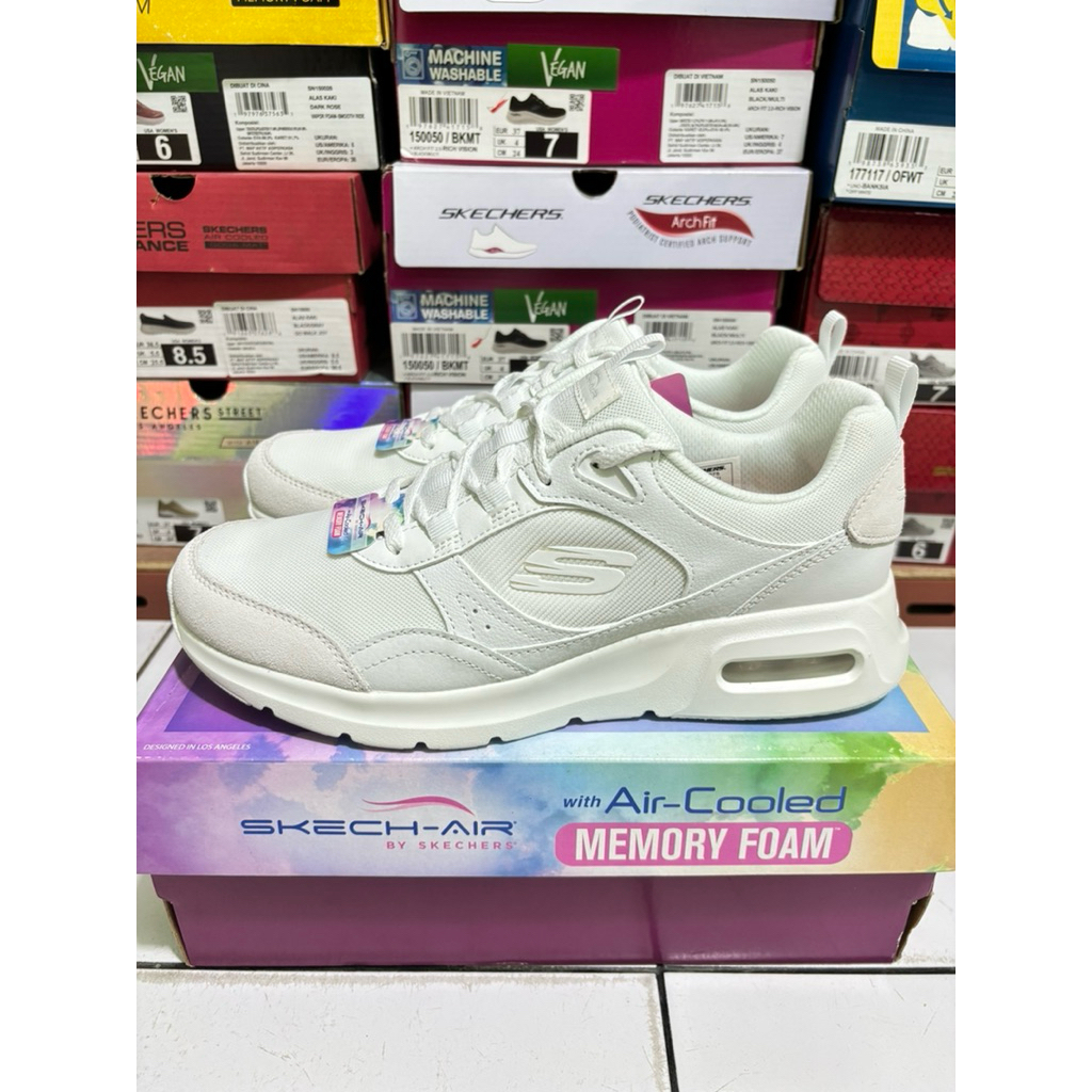 SIZE 37 SEPATU SKECHERS SKECH AIR COURT 150075WHT WHITE PUTIH WOMAN ORIGINAL