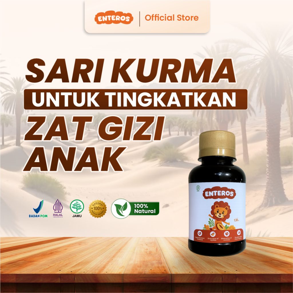 Enteros - Sari Kurma Tingkatkan Zat Besi Anak | Halal BPOM 130ml