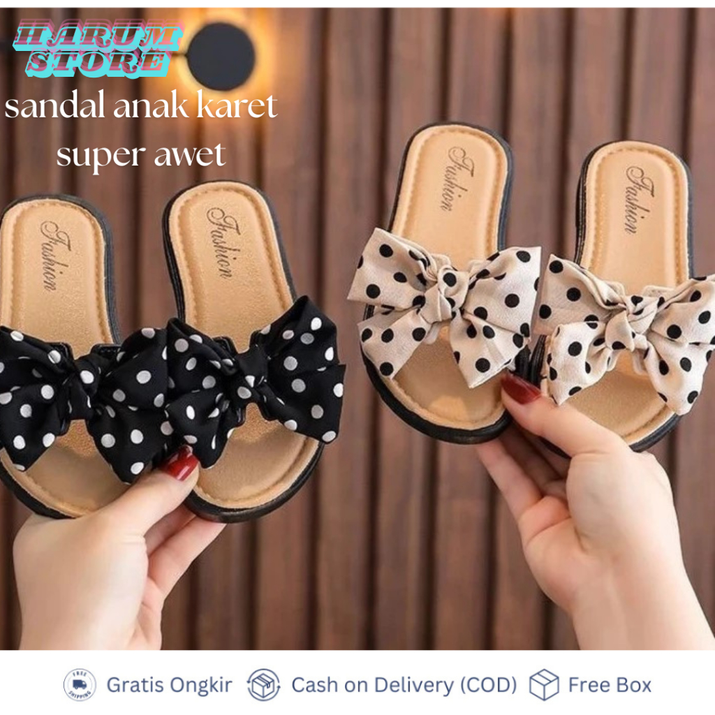 sandal anak model pita polkadot / sandal anak perempuan usia 3-8 tahun bisa cod /sandal anak perempu