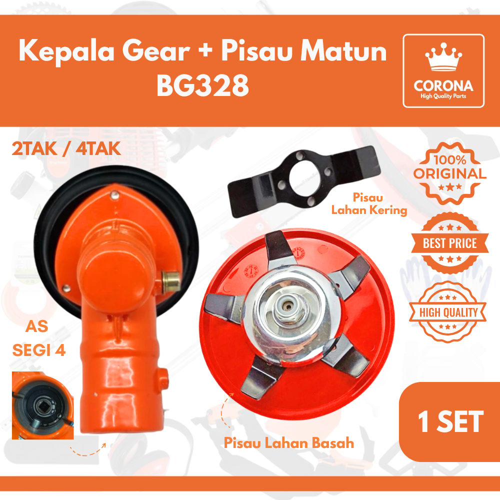 Kepala Gear Case + Pisau Matun BG 328 Mesin Potong Rumput Alat Penyiang Gulma Padi 2 4tak GX31 GX35