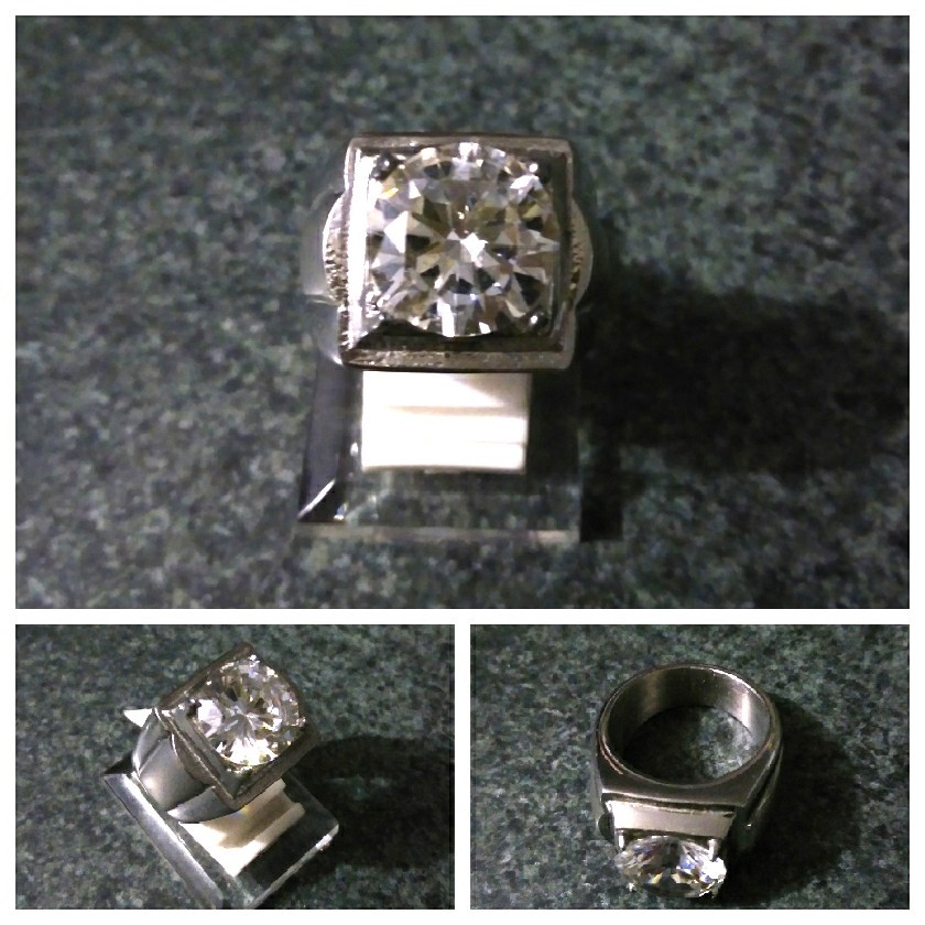 Cincin kristal topaz white round