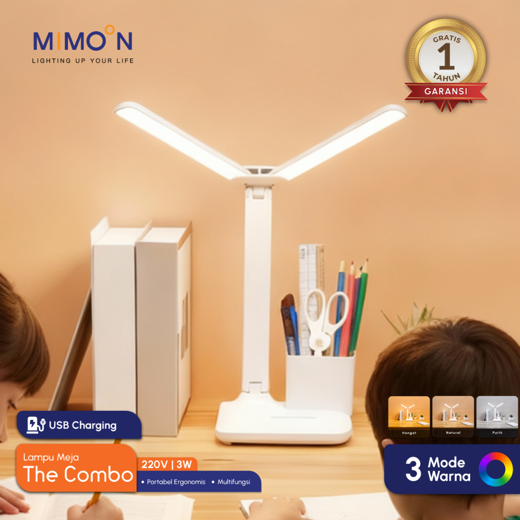 MIMOON Lampu Belajar Lampu Belajar Portable Charger Led Lampu Meja Belajar Lampu Baca Buku Lampu Tid