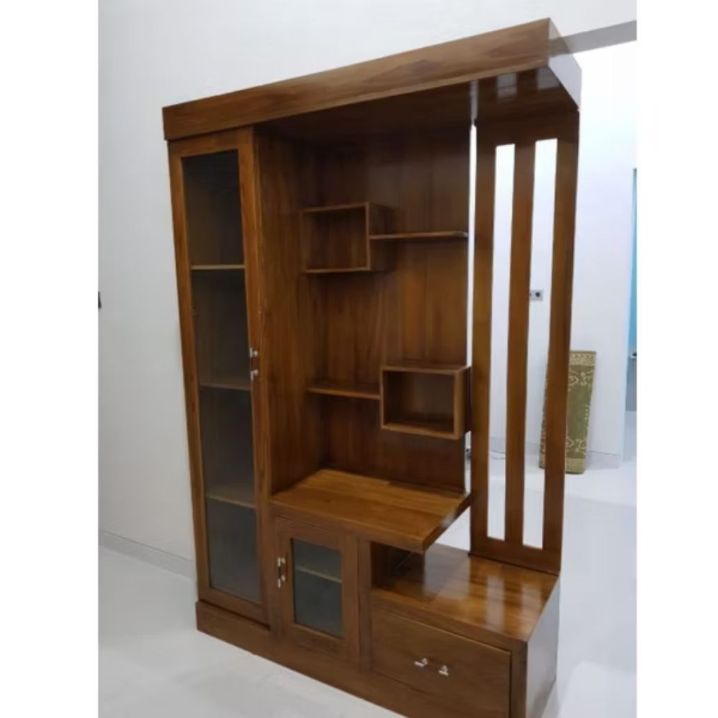 bufet partisi jari-jari/bufet tv kayu jati/backdrop TV jati minimalis