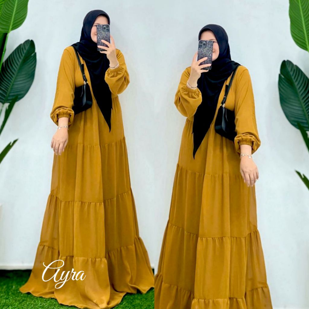 GAMIS LEBARAN- GAMIS CERUTY POLOS HITAM PUTIH - GAMIS BUSUI FRIENDLY FULL FURING