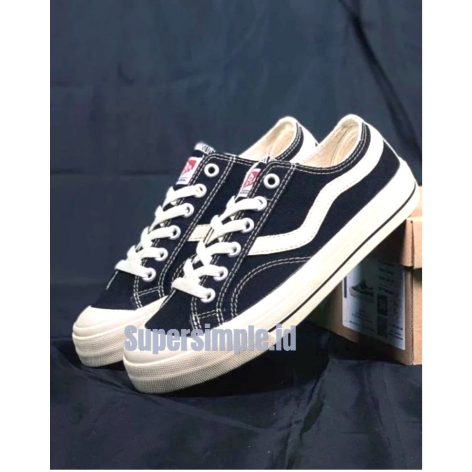 supersimple.id| Sepatu Sneakers pria Ventela Low Public Ventela Hitam putih Sepatu Sekolah