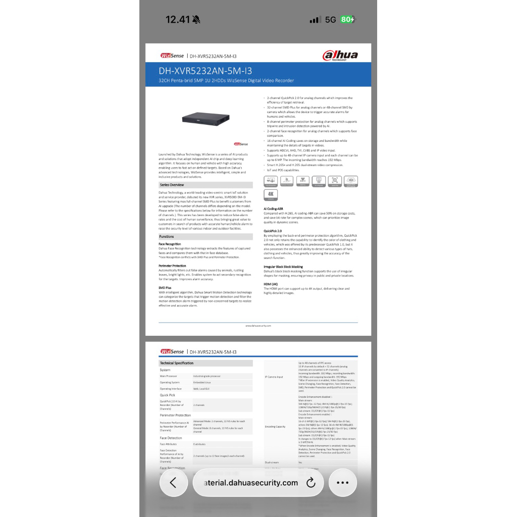 DVR DAHUA 5MP 32 CHANNEL