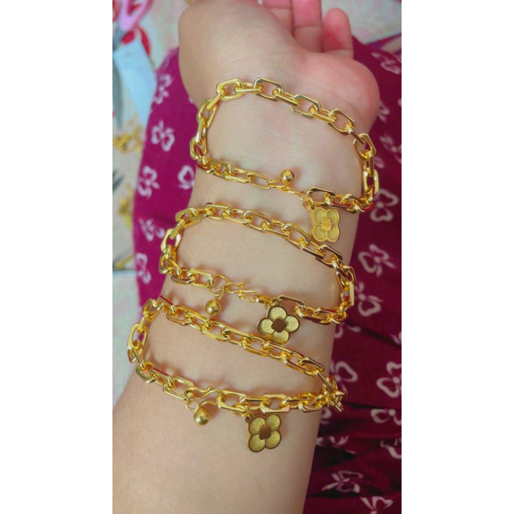 gelang motif emas 99 bahan titanium