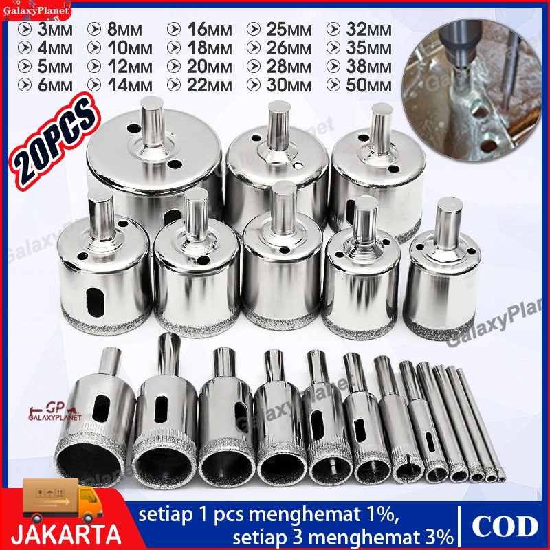 20PCS/set mata bor kaca keramik granit marmer batu porselen diamond hss holesaw pelubang/mata bor ke