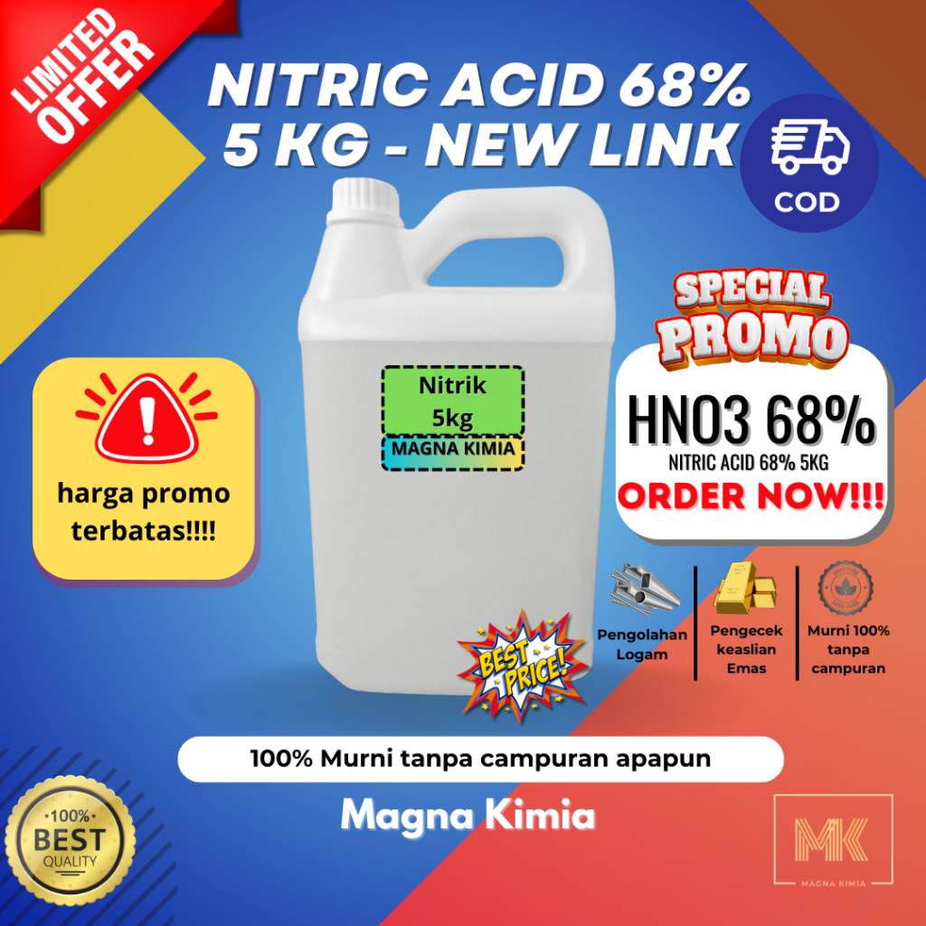 Magnakimia - Nitric acid 68% 5kg murni  -  EX BELGIA - BEST QUALITY - HNO3 68% - NEW LINK