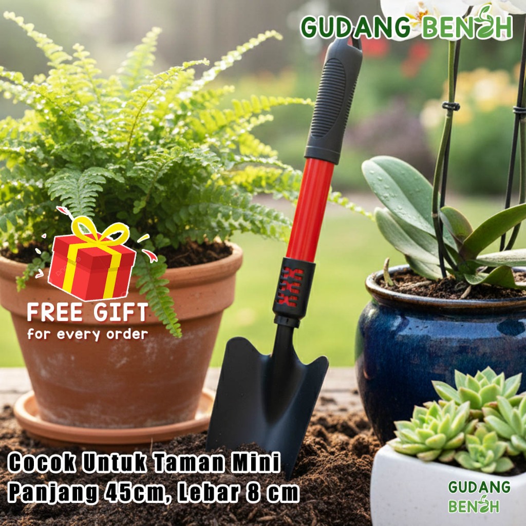 Sekop Kebun Stainless Tebal 45Cm Kuat Anti Karat Skop Tanam Tanah Taman Mini Jumbo Alat Berkebun Tbk