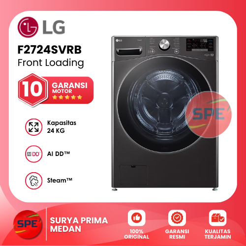 MESIN CUCI FRONT LOADING LG KAPASITAS 24 KG F2724SVRB GARANSI RESMI (MEDAN)