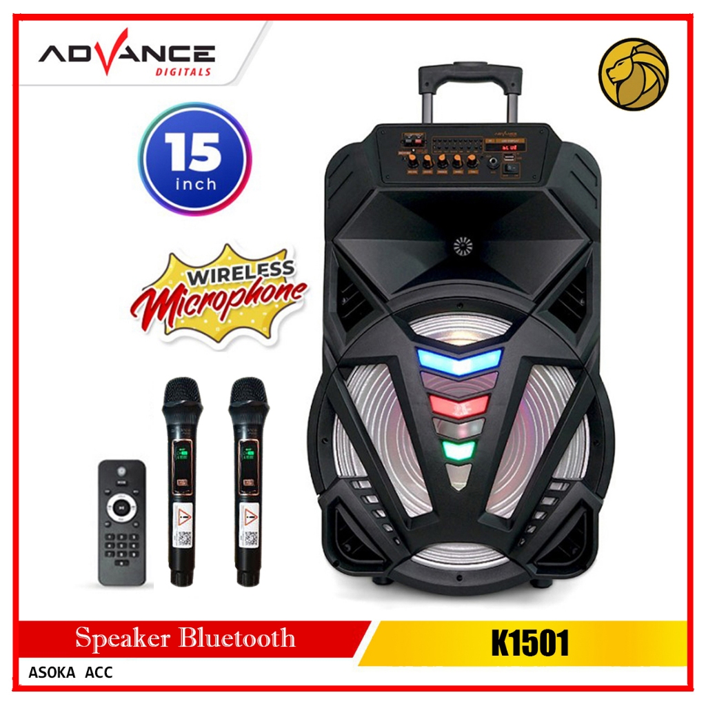 Advance Bluetooth Speaker 15 Inch K1501 + 2 Pc Microphone Wireless