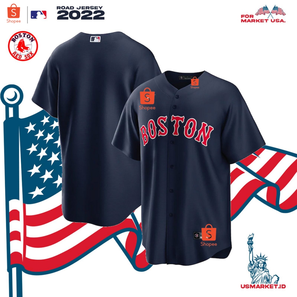 Kaos Jersey Baseball MLB Boston Red Sox Road Gray Men Original