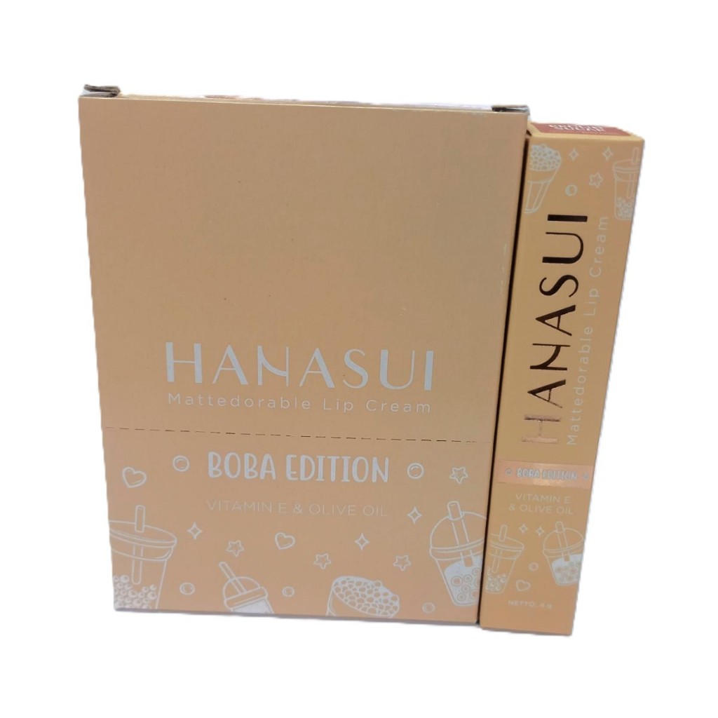 HANASUI Lipcream Mattedorable Boba Edition Terbaru di Indonesia BPOM Original Termurah 1 Box (isi 12