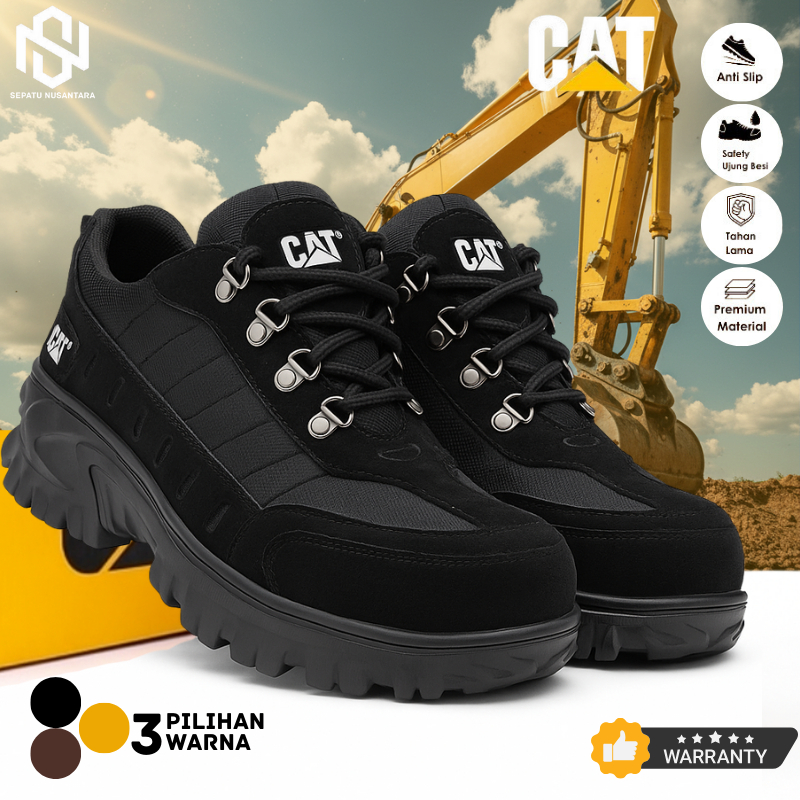 Sepatu Boots Pria Safety Cat Buldozer Ujung Besi Outdoor Tactikal Sepatu Pria Ujung Besi Traveling H
