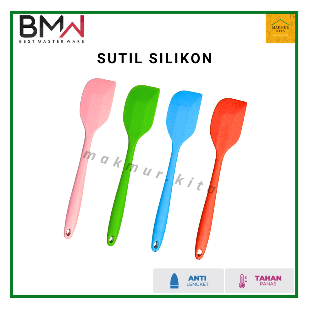 Spatula Silikon BMW Tahan Panas / Sutil Silicone Adonan Kue Tumis Anti Lengket Serbaguna
