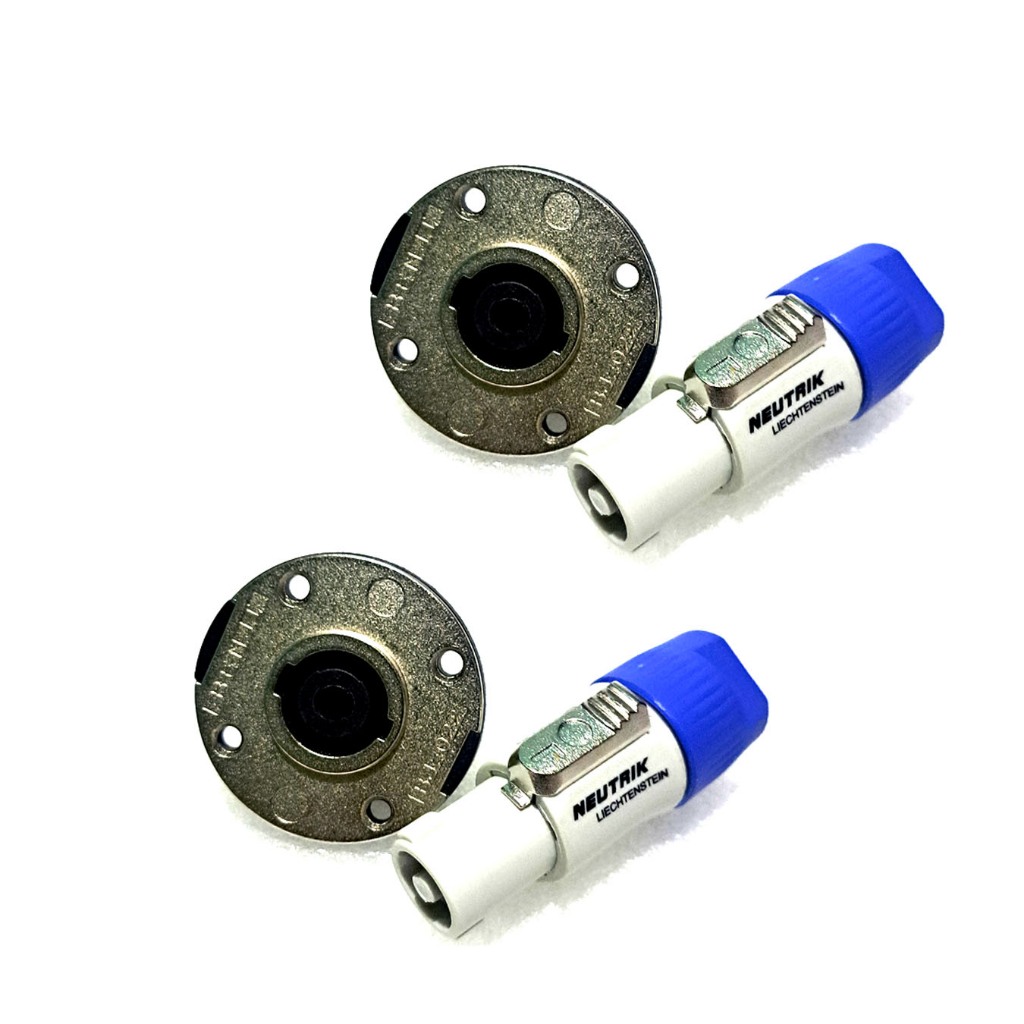 (2 Pasang/2set)Jek Speakon Neutrik Original + Soket Kotak Besi Bulat -Aksesoris Audio Spiker