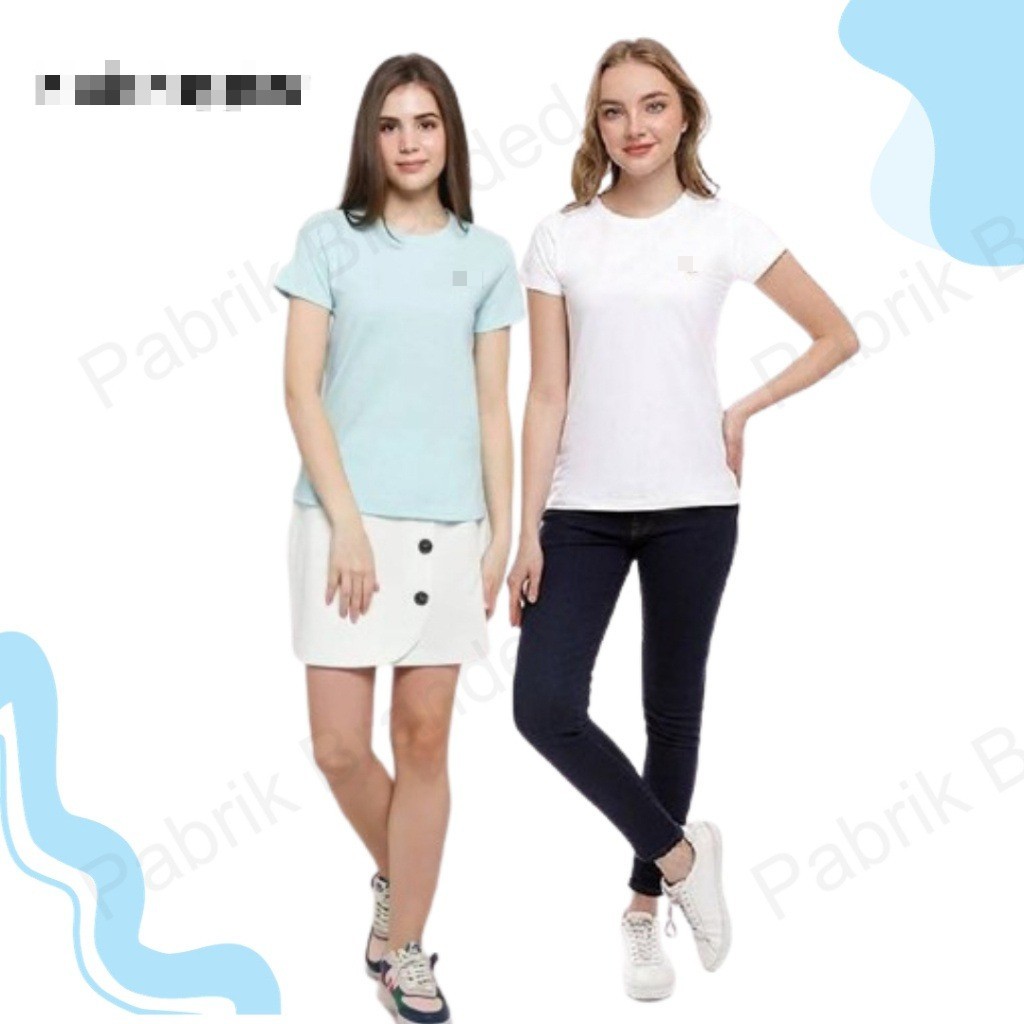 Pabrik branded Hash Ppp3s round neck tee wanita S M L hitam putih pink biru black white blue katun t