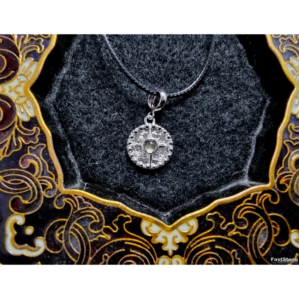 Liontin Pendant Silver 925 Meteorite Muonionalusta Moldavite 12mm A005