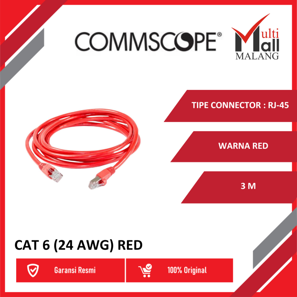 PATCH CORD UTP COMMSCOPE CAT 6 (24 AWG) 3 METER RED