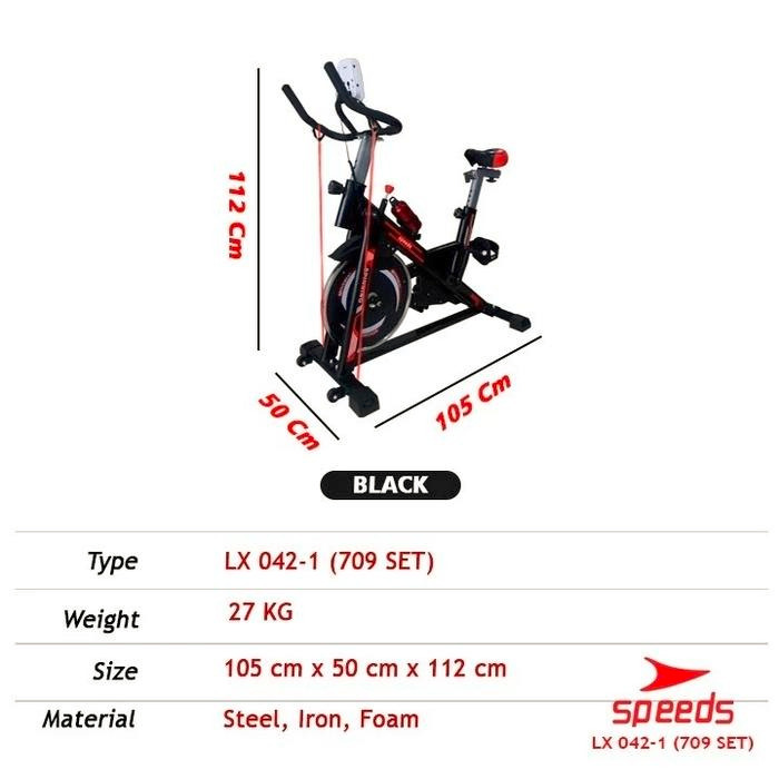 SPEEDS Sport Spinning Bike Sepeda Statis Alat Olahraga Gym Fitness Sepeda Elliptical Speed 042-709 B