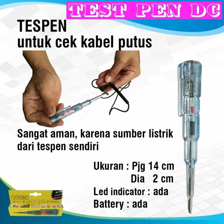 39H TESPEN DC testpen test pen alat cek kabel putus obeng kualitas etrbaik terbaru tanpa kabel anti 