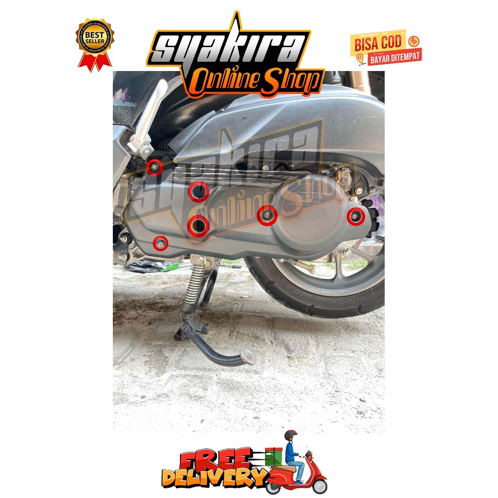 BAUT COVER CVT PLASTIK ( 6 BAUT ) MODEL 2 KUNCI AEROX OLD NMAX NEW N-MAX OLD NEO LEXI TURBO TAHUN 20