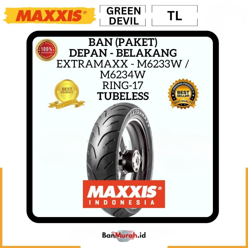 PAKET BAN MOTOR SUPERMOTO KLX 110/70-17 & 130/70-17 MAXXIS EXTRAMAXX Paket Sepasang Ban Motor Depan 