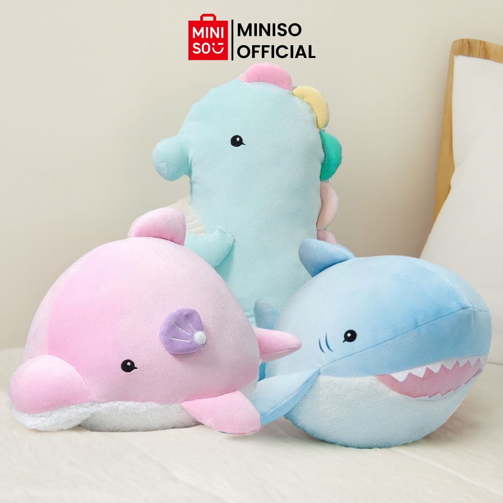 MINISO TOY - Miniso Seri Kelautan Mainan Mewah Boneka Mewah Hiu Lumba-lumba Boneka Lembut Lucu 10Inc
