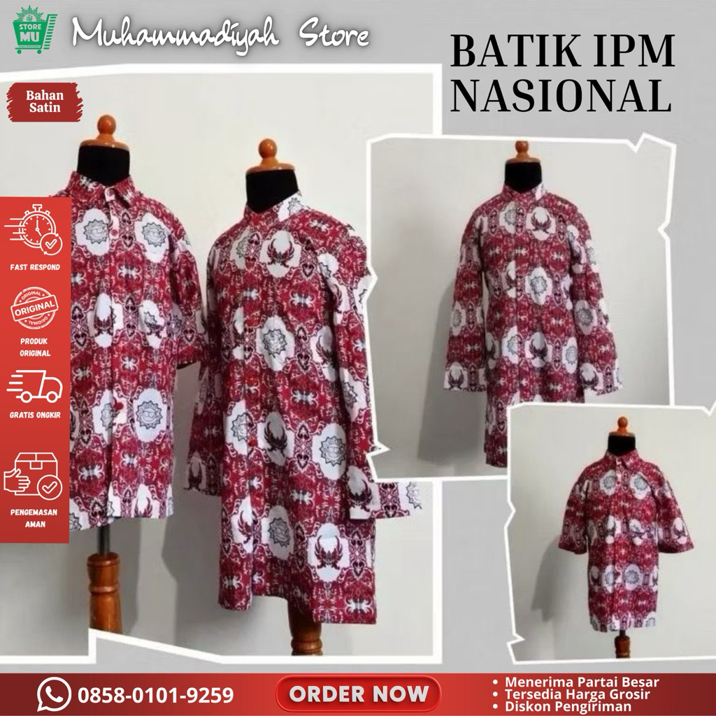 baju batik IPM Muhammadiyah SD/MI bahan satin