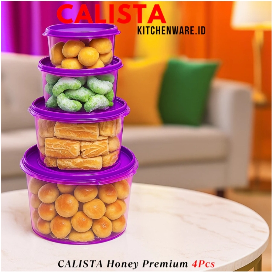 [ CALISTA ] TOPLES PLASTIK CALISTA HONEY 5L WADAH MAKANAN TEMPAT PENYIMPANAN MAKANAN DI KULKAS SET