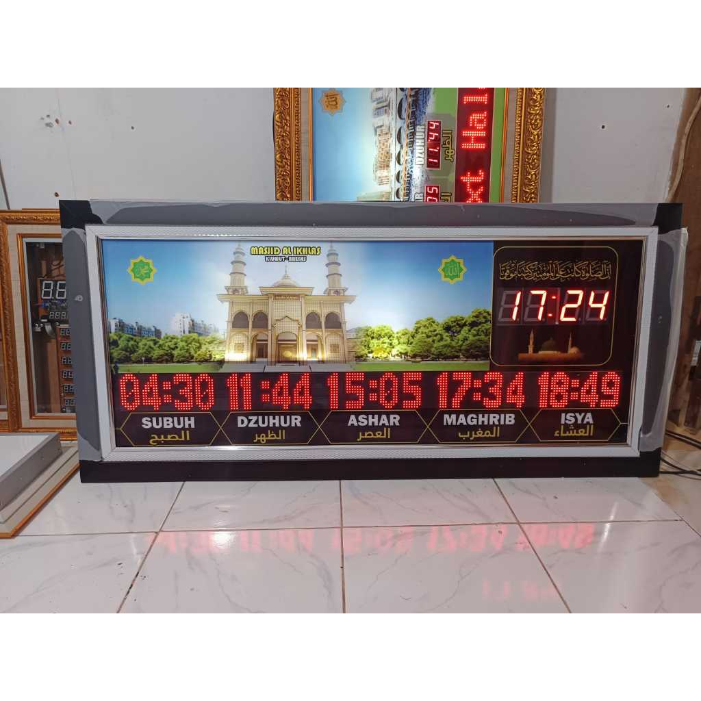Jam Digital Waktu Sholat Ukuran 100x50cm | Jam masjid
