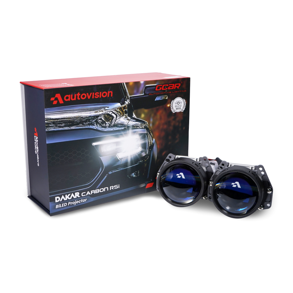 Headlamp Projector Autovision 3.0" DAKAR Carbon RSi 135W – BiLED 3 Warna | Blue Candy Lens