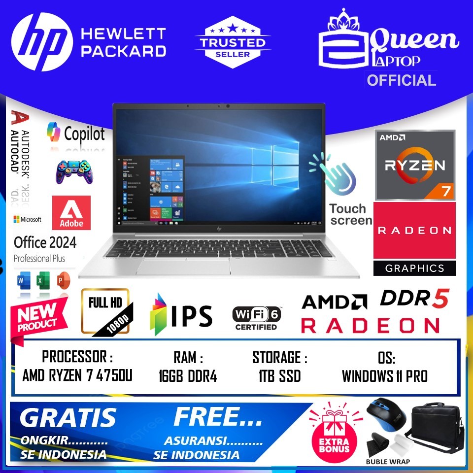 Laptop HP ELITEBOOK 855 G7 AMD RYZEN 7 4750U 16GB 1TB 15inch FHD IPS TOUCH BL FP WIN10PRO