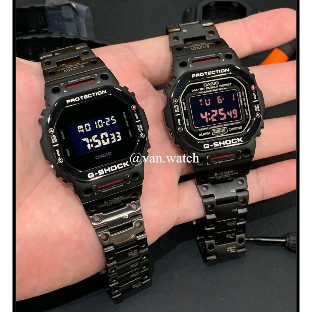 Casio G-SHOCK DW 5600BB DW 5600MS DW 5600HR DW 5600E Original Custom Virtual Armor Steel Black